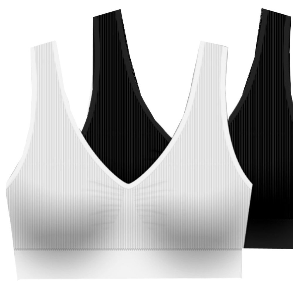 Delta Burke Seamless Padded Ribbed Comfort Bra w/Removable Pads-2-Pack